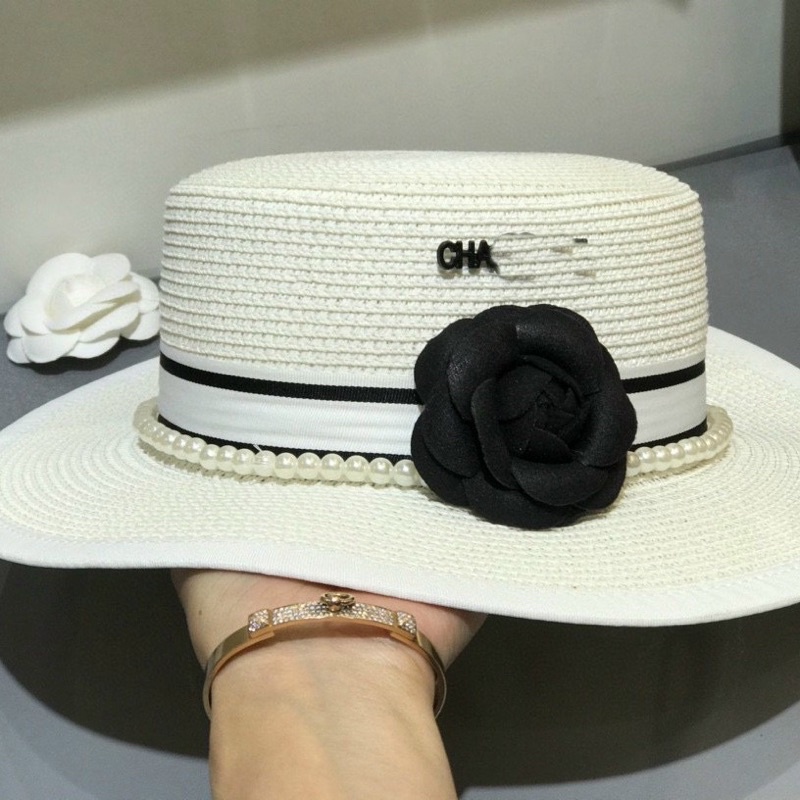 Bán sỉ mũ cói cao cấp viền ngọc đính hoa sang chảnh nhiều màu có dây điều chỉnh vòng đầu