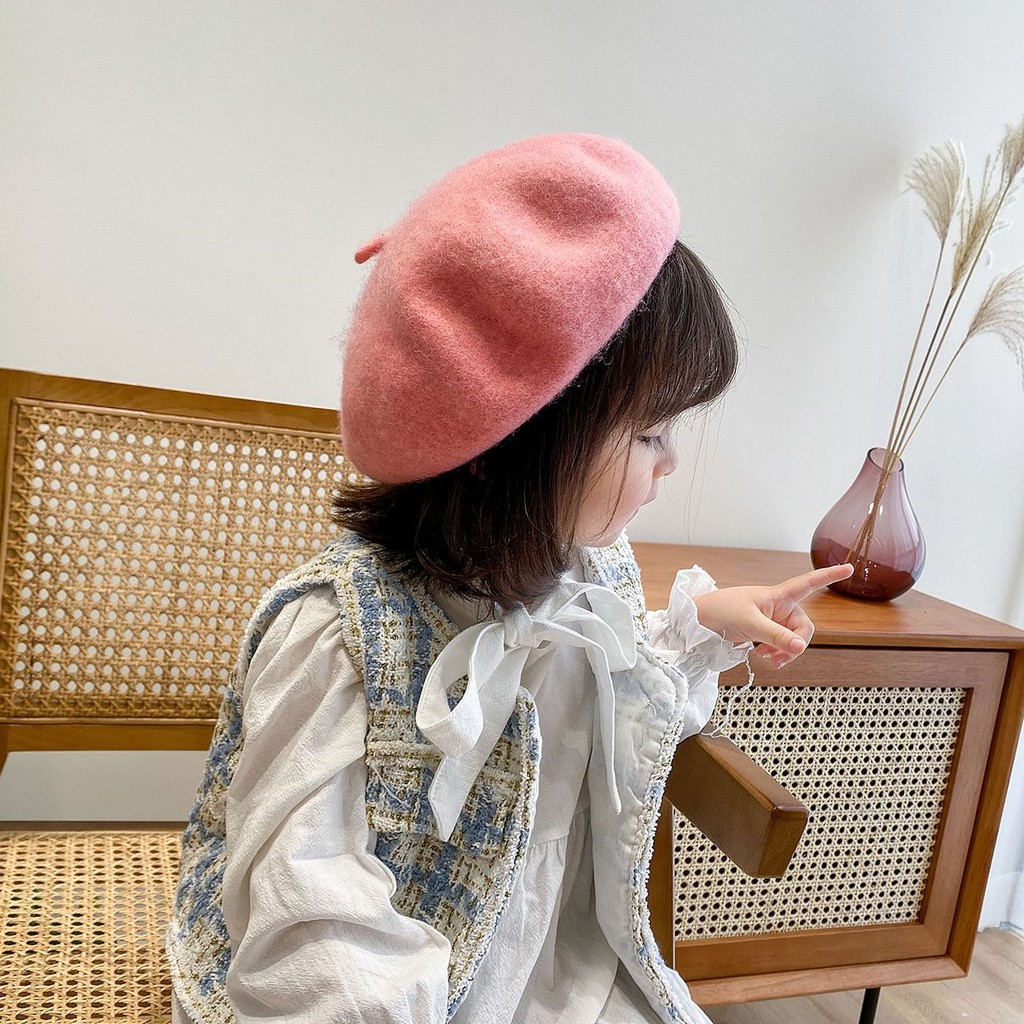 Mũ Nồi Vải Len Thời Trang Cổ Điển Thu Đông Phong Cách Hàn Quốc Dành Cho Trẻ Em