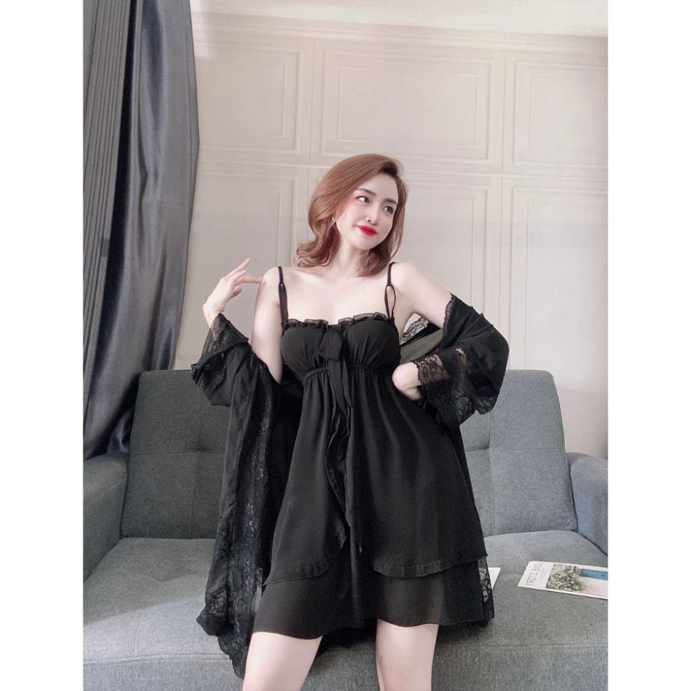 Váy ngủ áo choàng ❣️FREE SHIP❣️ Đầm ngủ sexy lụa Satin Chất Siêu Mát Dáng Siêu Xinh | BigBuy360 - bigbuy360.vn