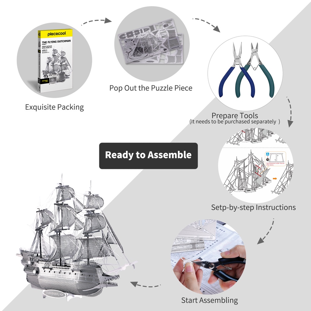 Mô Hình Lắp Ráp Tàu Cướp Biển Hà Lan 3D Bằng Kim Loại
