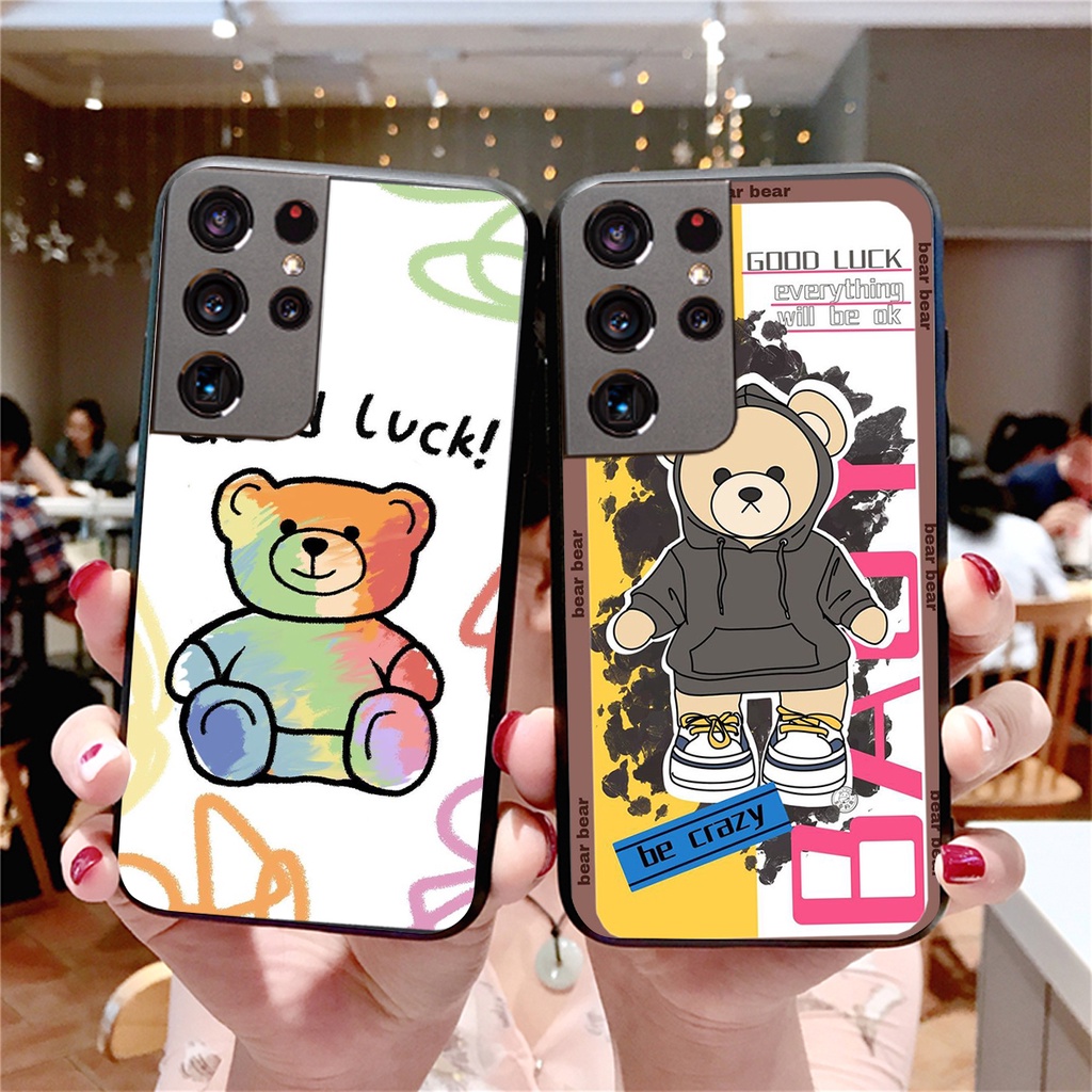 Ốp lưng Samsung S21 / S21 FE / S21 Plus / S21+ / S21 Ultra in hình cute, chú gấu thể thao tinh nghịch cực đáng yêu