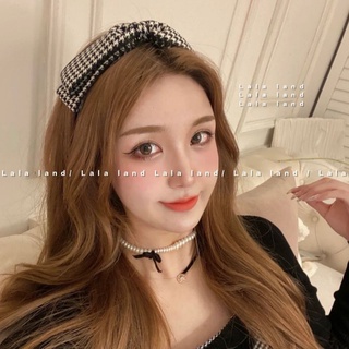 Set 2 món cài tóc và kẹp tóc nơ caro sang chảnh