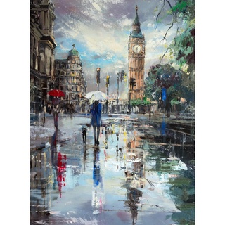 Tranh ghép hình 1000 mảnh 2cm khổ 54×74 – Tranh xếp hình Puzzle cao cấp Mưa ở London – London in the rain