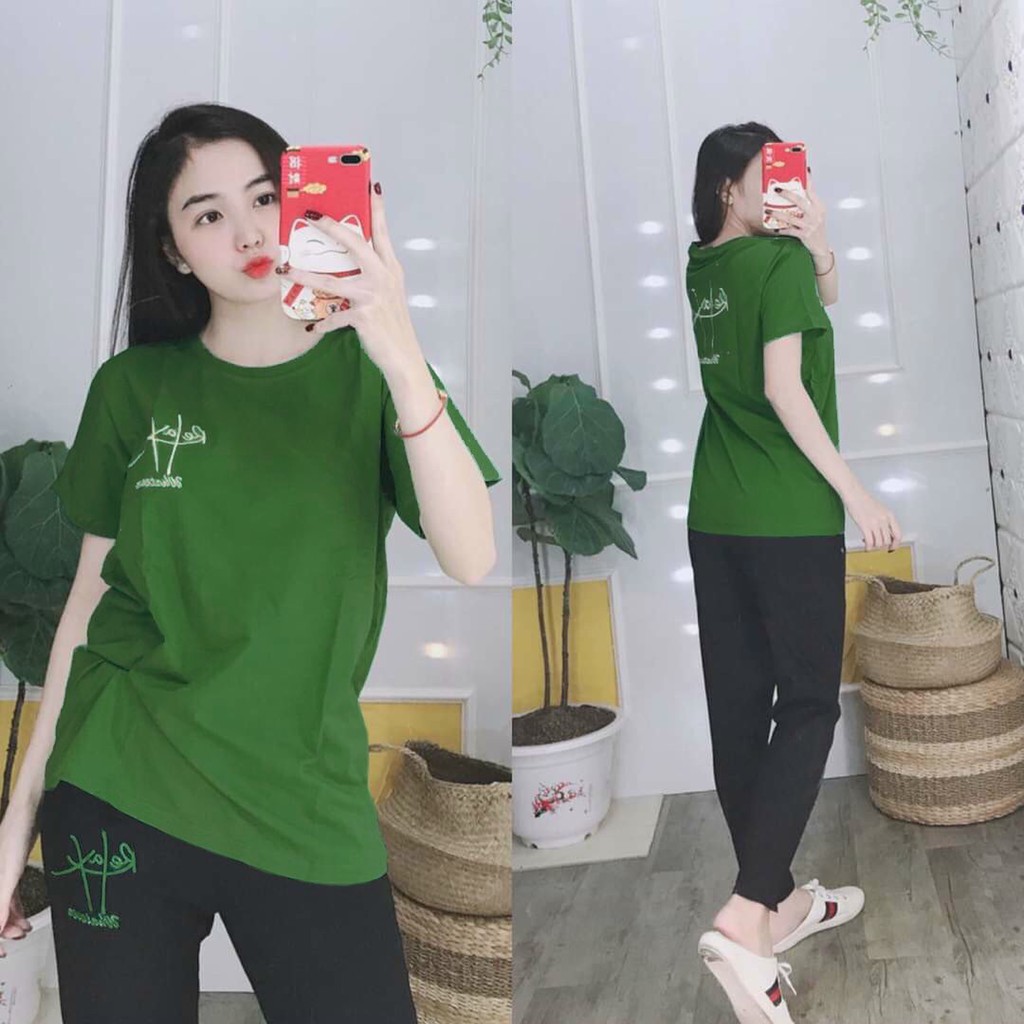 Đồ bộ nữ mặc nhà thun co giản, set đồ bộ nữ quần dài thun cotton dễ thương, đồ ...