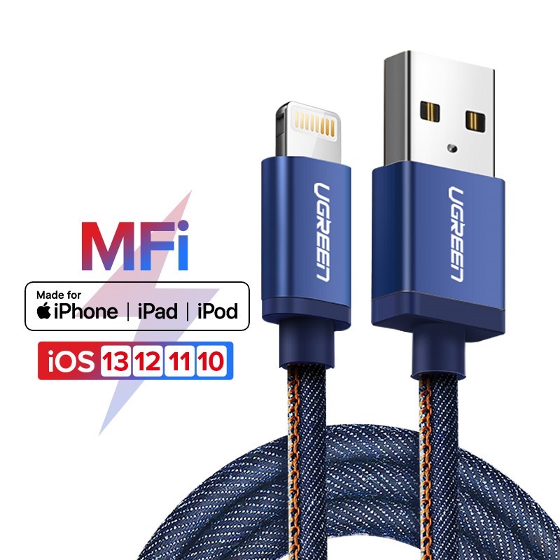 Cáp USB MFi đầu Lightning 2.4A sạc nhanh truyền dữ liệu điện thoại di động cho iPhone Android Type-c