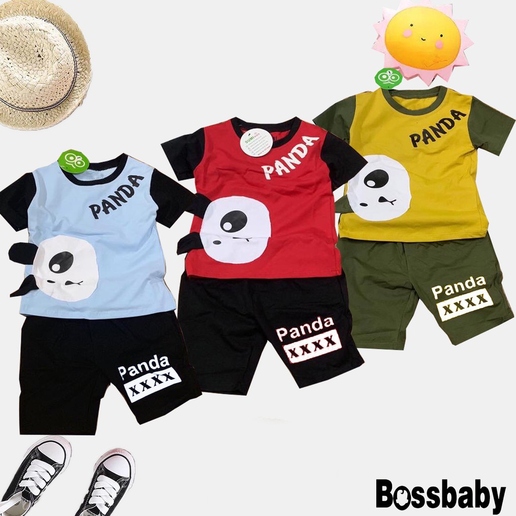 Giá Sỉ  SÉT 5 BỘ TAY NGẮN ( TÚI GẤU TRẮNG PHỐI TAY THEO MÀU QUẦN ) CHO BÉ TRAI - ĐỒ BỘ TRẺ EM