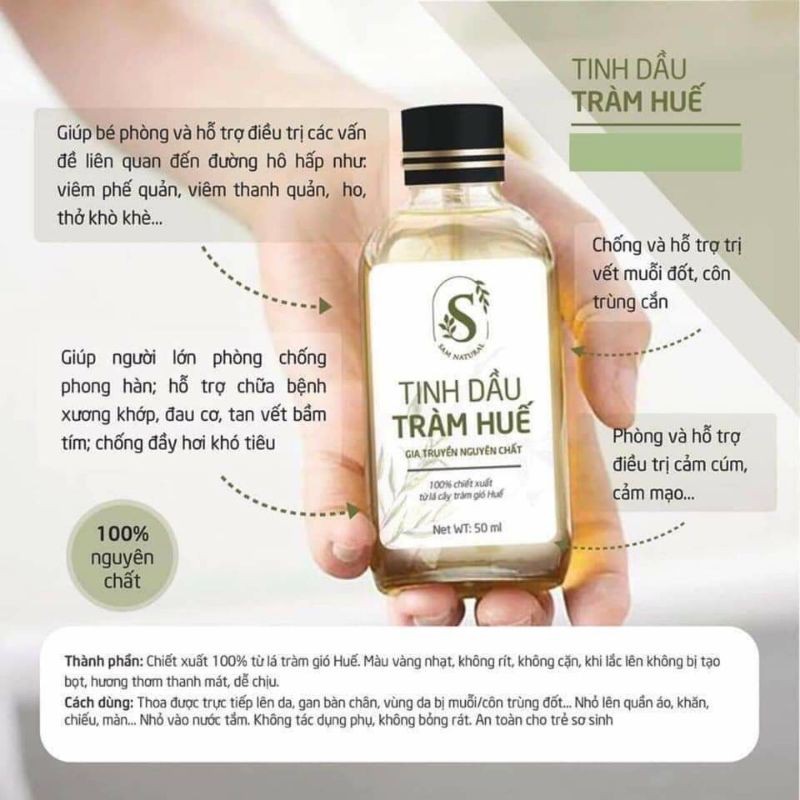 ❤TINH DẦU TRÀM SAM NATURAL - Tinh dầu tràm Huế 100% nguyên chất hỗ trợ cảm cúm, cảm lạnh, côn trùng cắn❤