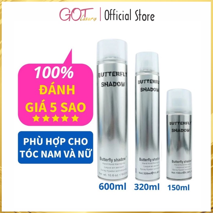 Gôm xịt tóc Butterfly Shadow 150ml 320ml 600ml Chính hãng, Gôm bạc giữ nếp tạo kiểu nam nữ GOT STORE