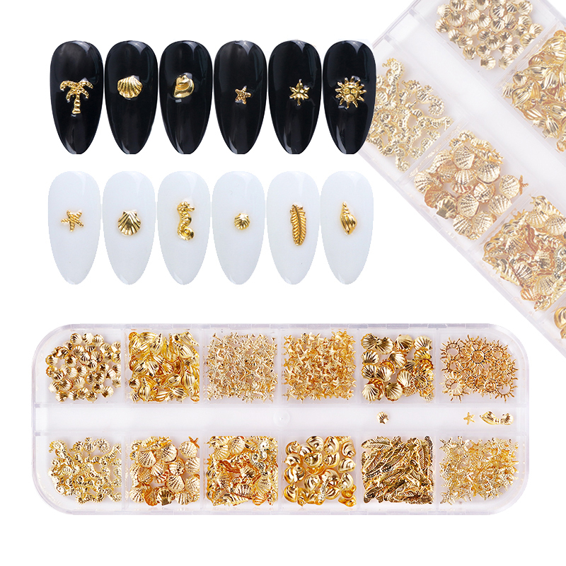 MONJA Hộp phụ kiện trang trí móng tay đa màu sắc 3D với 20 phong cách và 12 màu đa dạng khác nhau
