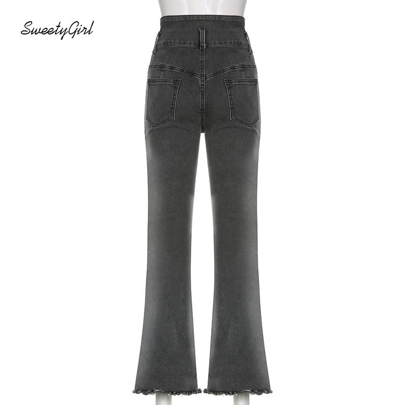 Quần Jean Dài Lưng Thấp Màu Trơn Đính Nơ Thời Trang 2022 Cho Nữ