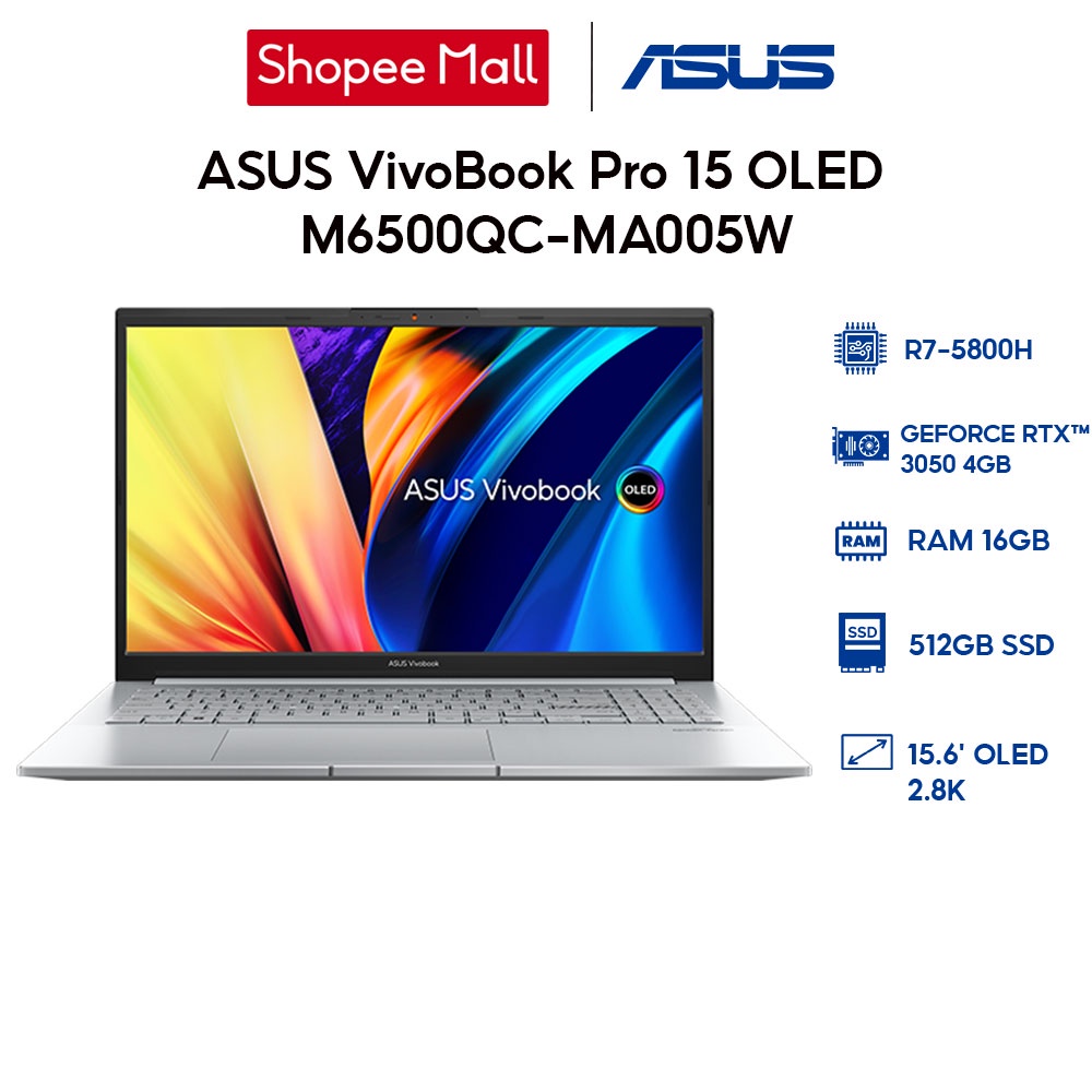 Laptop ASUS VivoBook Pro 15 OLED M6500QC-MA005W R7-5800H | 16GB | 512GB | RTX™ 3050 4GB