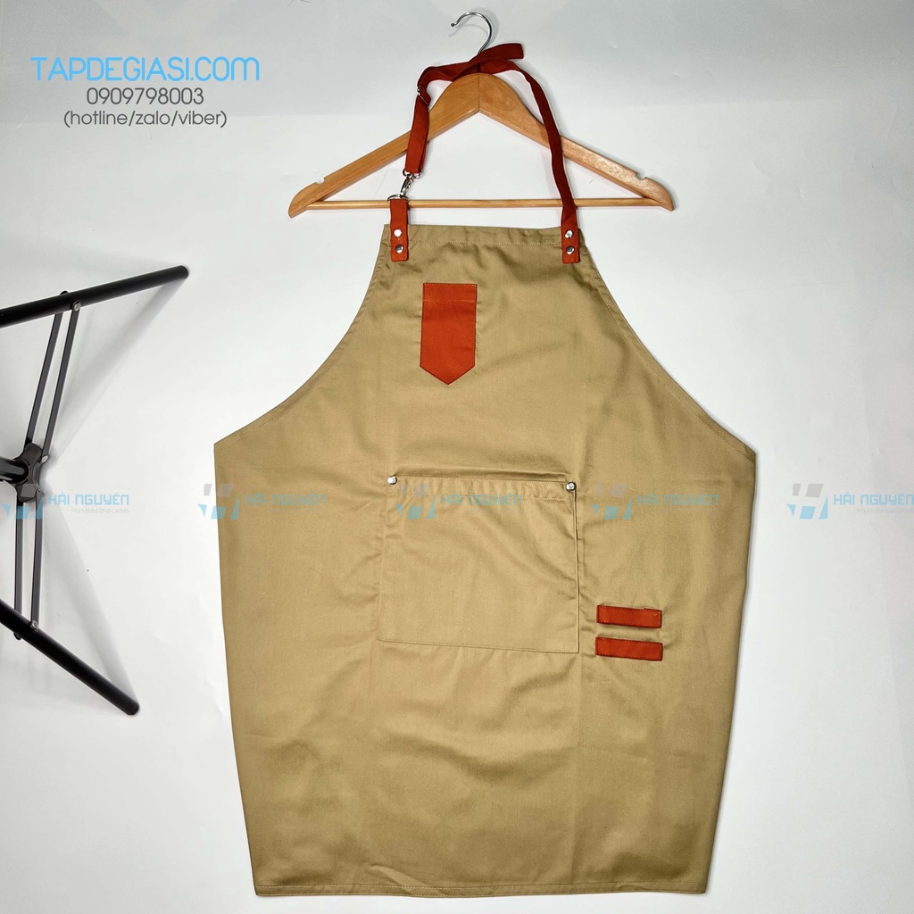Tạp dề pha chế cao cấp tạp dề đồng phục free size dành cho Nam Nữ vải kaki cotton