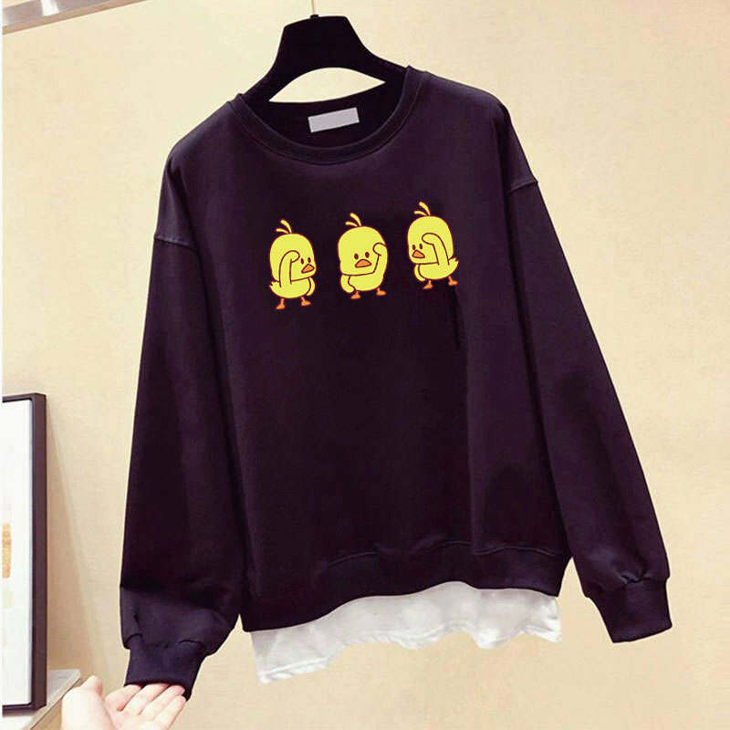 Áo Sweater Cotton 4 Màu In Hình Vịt Vàng Dễ Thương Thoải Mái Thời Trang Hàn Quốc Cho Nữ