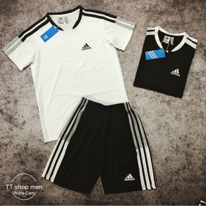 Bộ quần áo th thao nam thun cao cấp, bộ Adidas mùa hè cộc tay thun lạnh