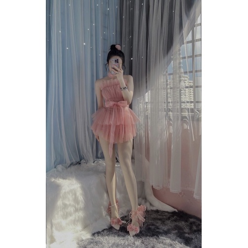 Đầm Xoè Nơ Hồng -  Set Pink Girl