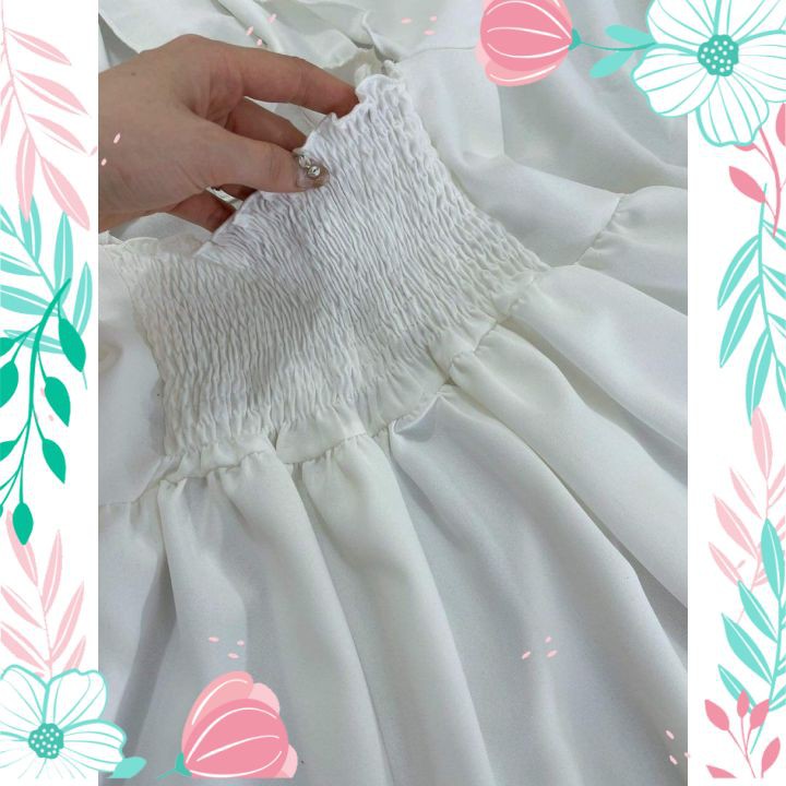 Váy Đầm Tiểu Thư Màu Trắng Nơ Lưng Hở Cao Cấp Đầm Nữ Chun Eo Siêu Xinh | BigBuy360 - bigbuy360.vn