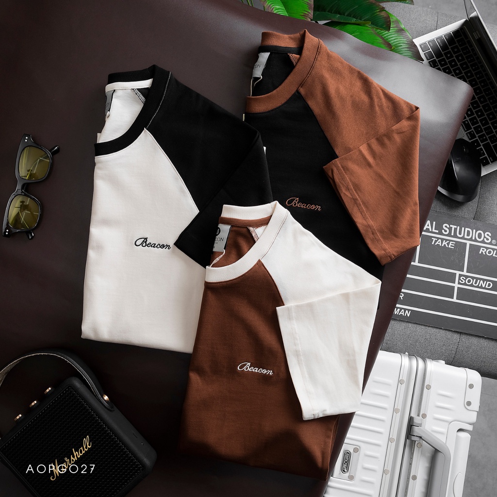 Áo Thun Nam Raglan Thêu Ngực Beacon BEACON DENIM Form Thường Basic AOPG27