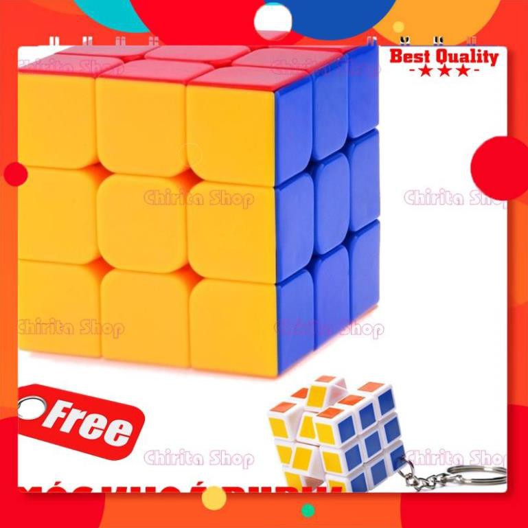 Đồ Chơi Rubik 3x3 Không Viền - Tặng Rubik Móc Khoá 3x3x3 RB