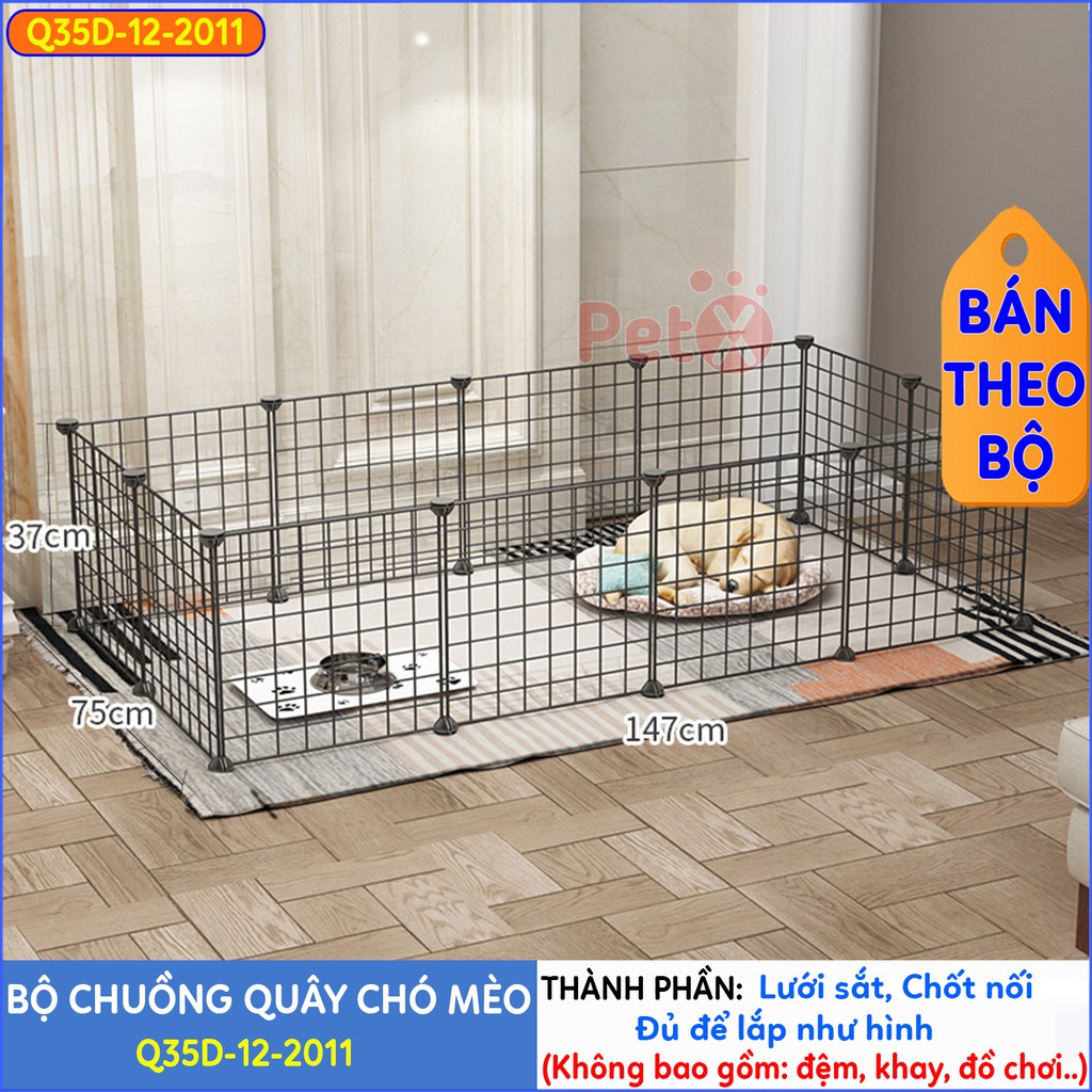 Bộ chuồng chó quây 12 tấm lưới thép 35x35cm (kèm 24 chốt)