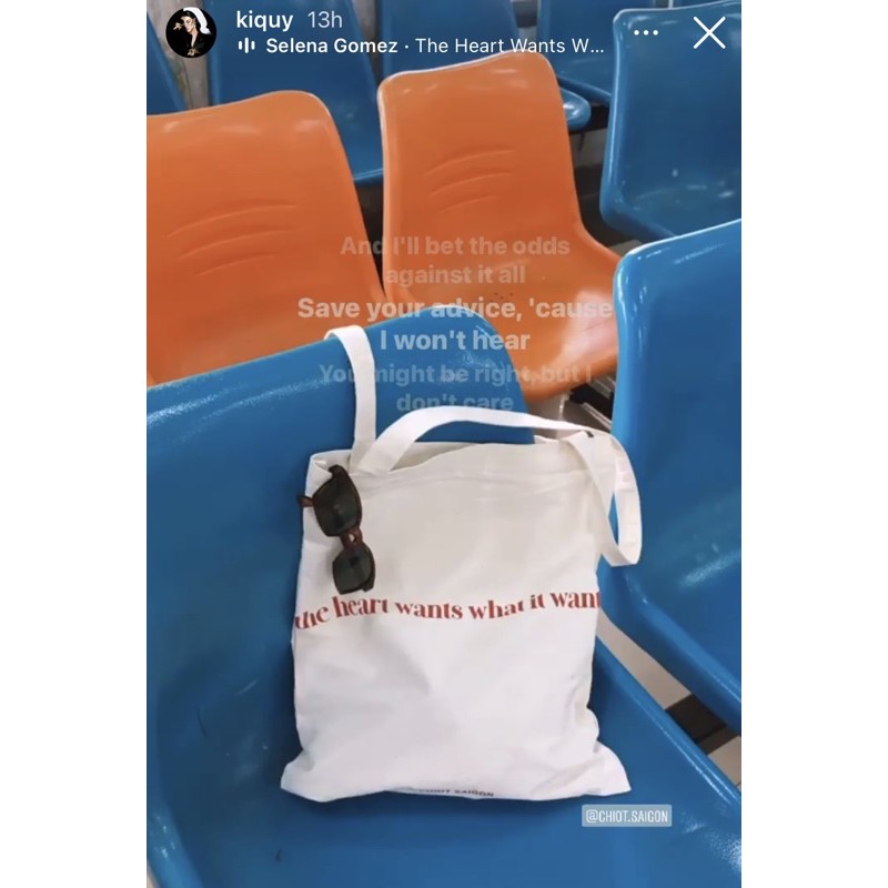 Túi tote canvas The heart wants what it wants