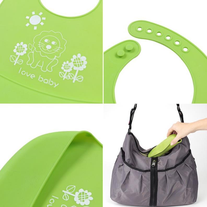 Yếm ăn uống từ silicone chống thấm nước in hình xinh xắn cho bé