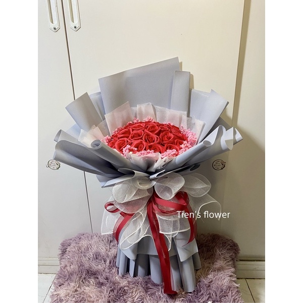 Bó hoa sáp 20 bông mix hoa baby khô nhập khẩu, quà tặng sinh nhật, valentine 14/2 , 8/3, 20/10,20/11