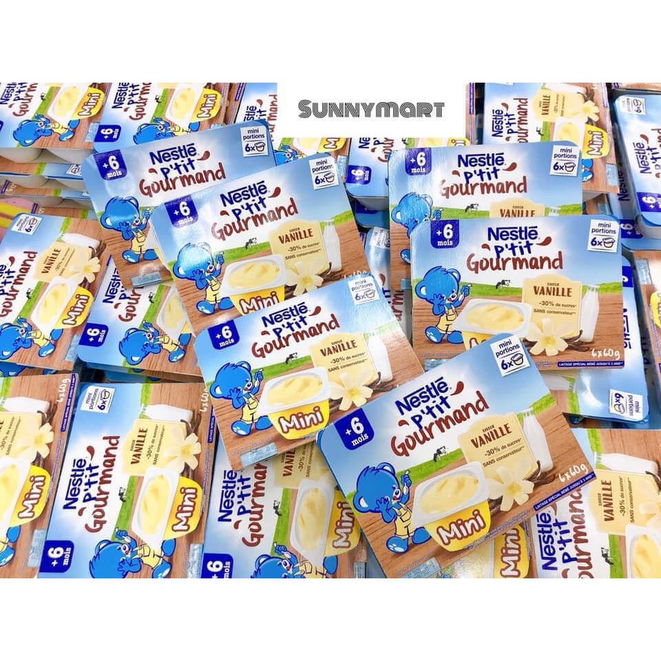 Váng sữa Nestle 6m nguyên kem vị vani vỉ 6 hộp Pháp