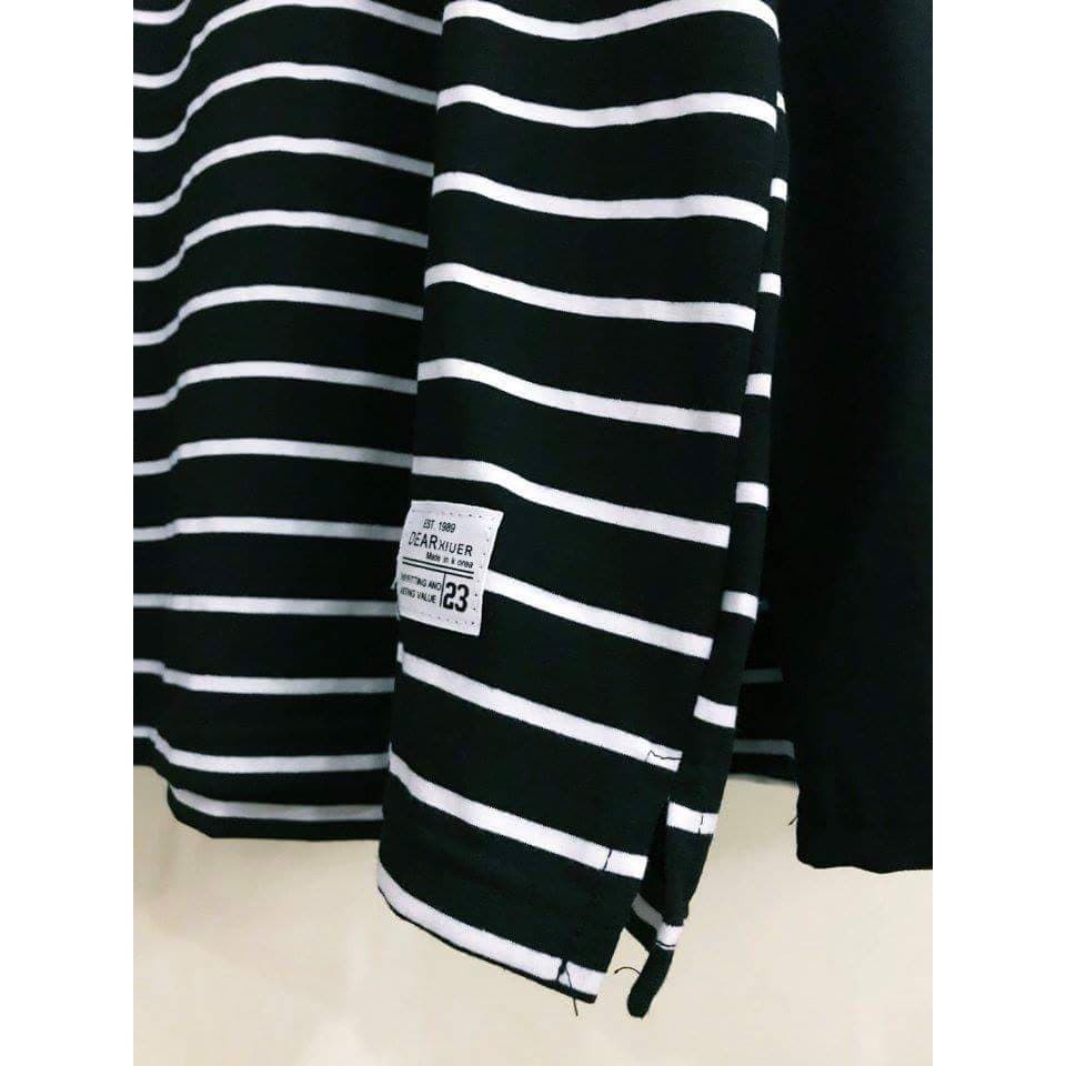 [FREESHIP❤️] Áo thun nam dài tay Áo thun Hiphop Áo thun không cổ Áo thun nam kẻ ngang tay dài nối #74884 giayngostore | BigBuy360 - bigbuy360.vn