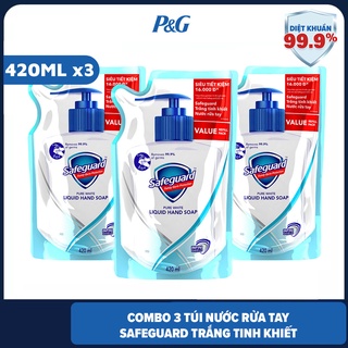 Combo 3 túi nước rửa tay diệt khuẩn safeguard 420ml