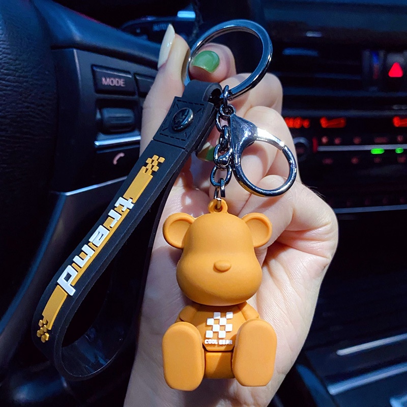 Móc khóa gấu bearbrick ngồi dễ thương nhiều màu sắc dùng làm móc túi balo túi xách quà tặng bạn bè người thân -TH20