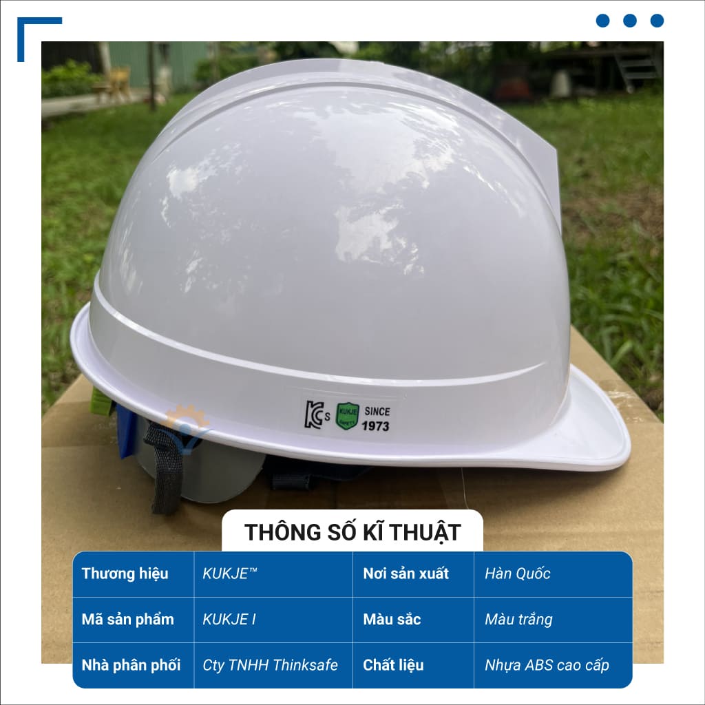 Nón bảo hộ Kukje I Hàn Quốc - Có 2 màu trắng và vàng, bảo vệ an toàn, chất lượng cao, an tâm sử dụng - THINKSAFE