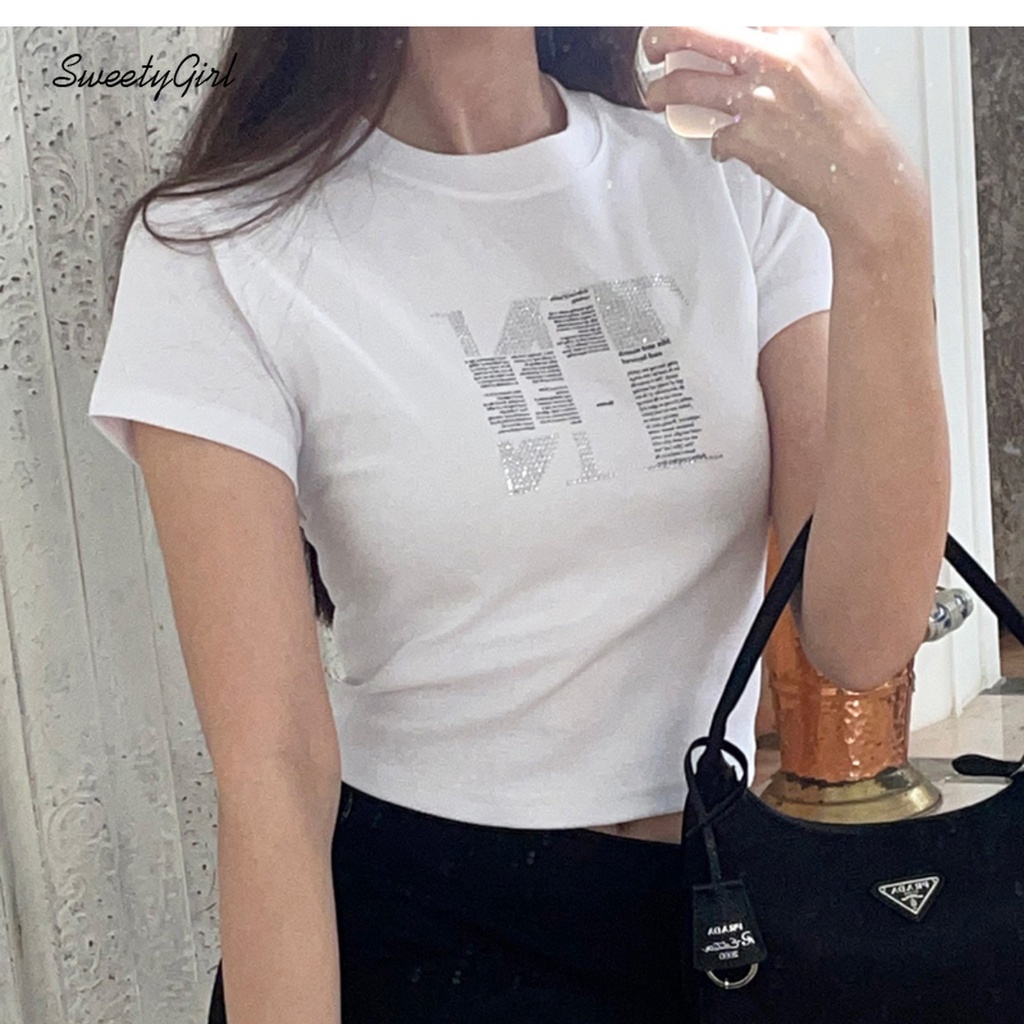 Áo Thun Tay Ngắn Cổ Tròn Màu Trơn In Chữ Thời Trang 2022 Dành Cho Nữ