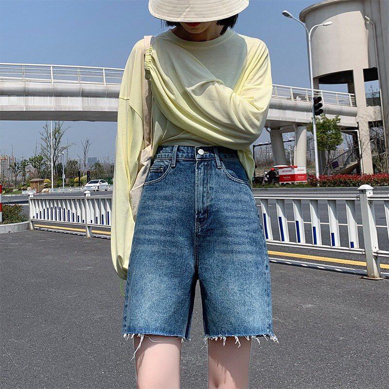 Quần short jean ngố nữ ống rộng