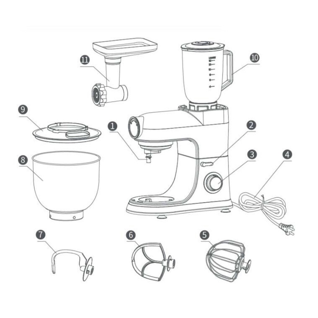 Hàng Nội Địa ] Máy trộn/nhào bột đa năng để bàn RANBEM 534E , bao gồm 23 dụng cụ đi kèm - Bảo hành 12 tháng