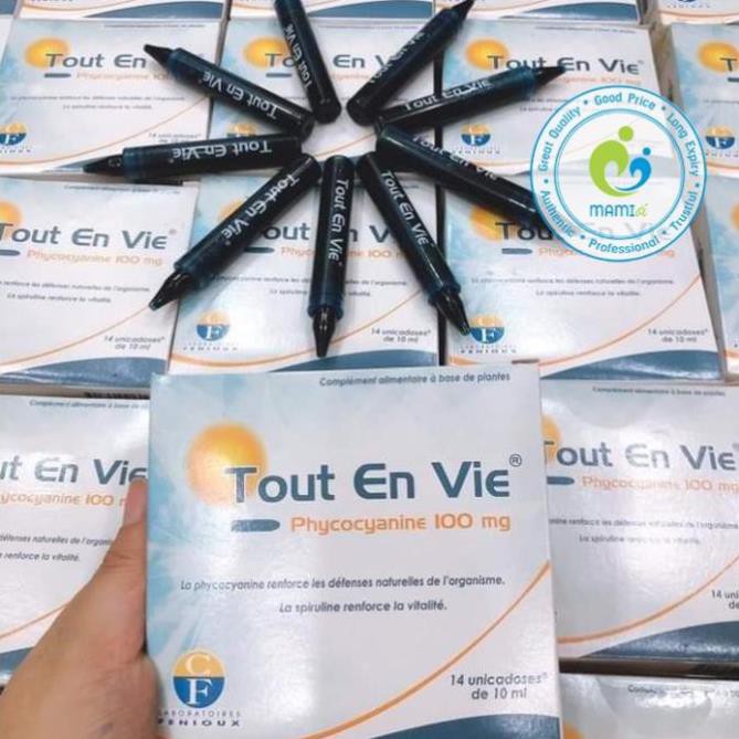 Tảo xoắn (14 ống) hỗ trợ điều trị bệnh tim mạch, tiểu đường, huyết áp và nuôi dưỡng làn da cho phụ nữ Tout En Vie, Pháp
