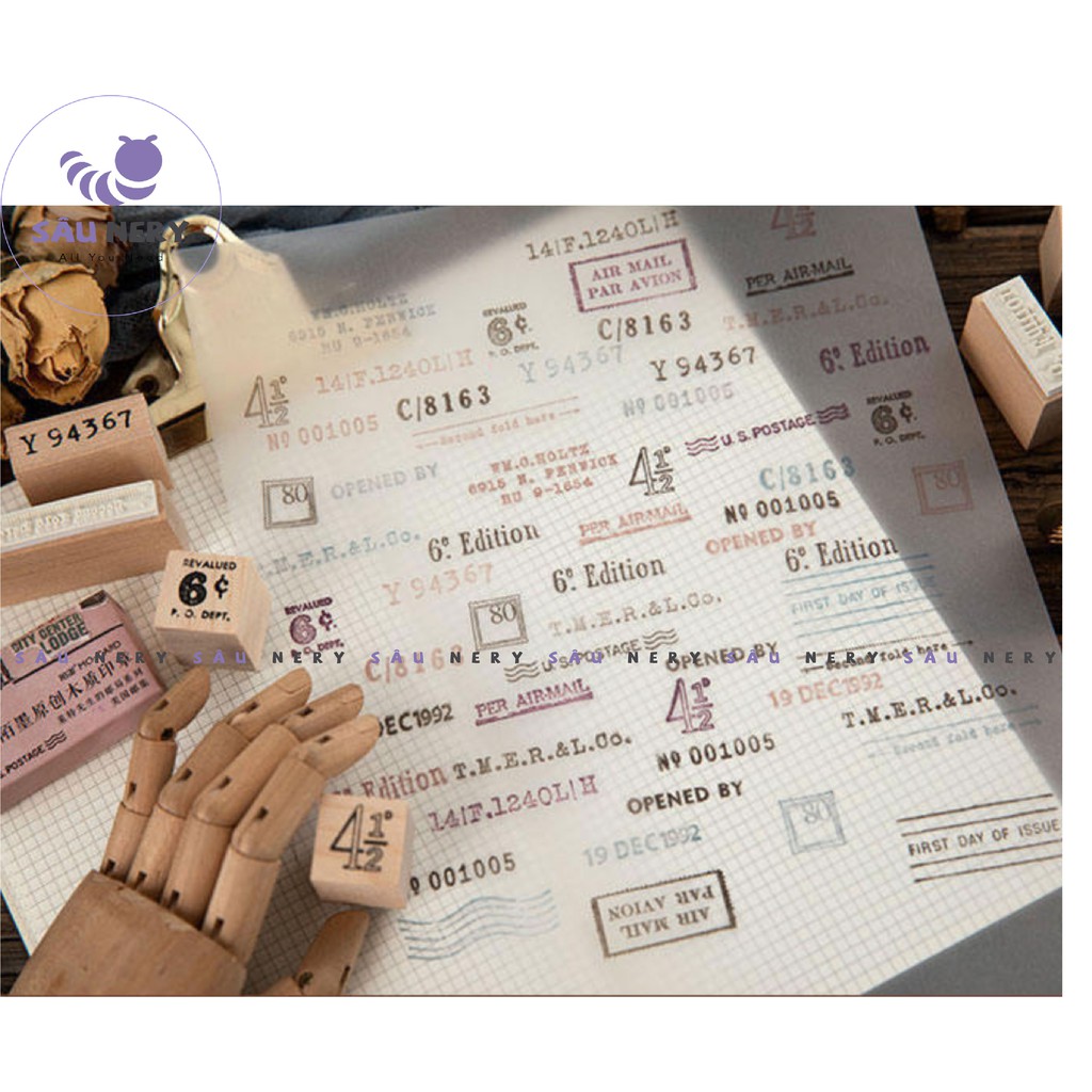 [SALE XẢ HÀNG] Sâu Nery - SN74 - Con dấu gỗ Mail Box_MO CARD Stamp