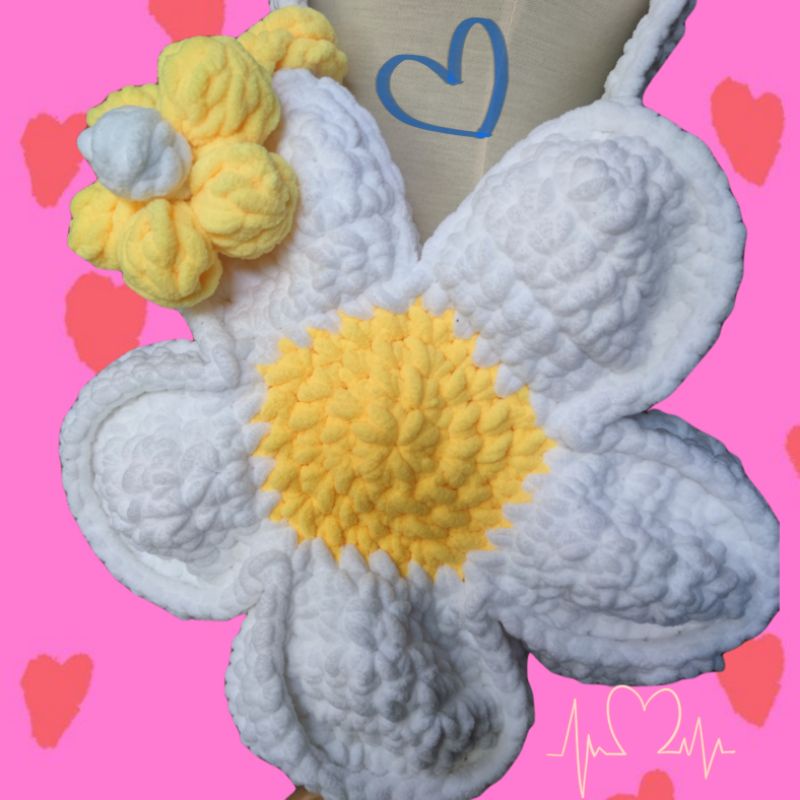 Túi len hoa cúc Len Nhung Xù - BloomFlower Bag - Tặng kèm charm xinh xắn