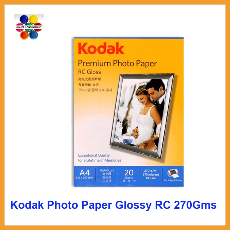 GIẤY IN ẢNH CHÍNH HẢNG KODAK A4 RC HIGH GLOSSY 270G