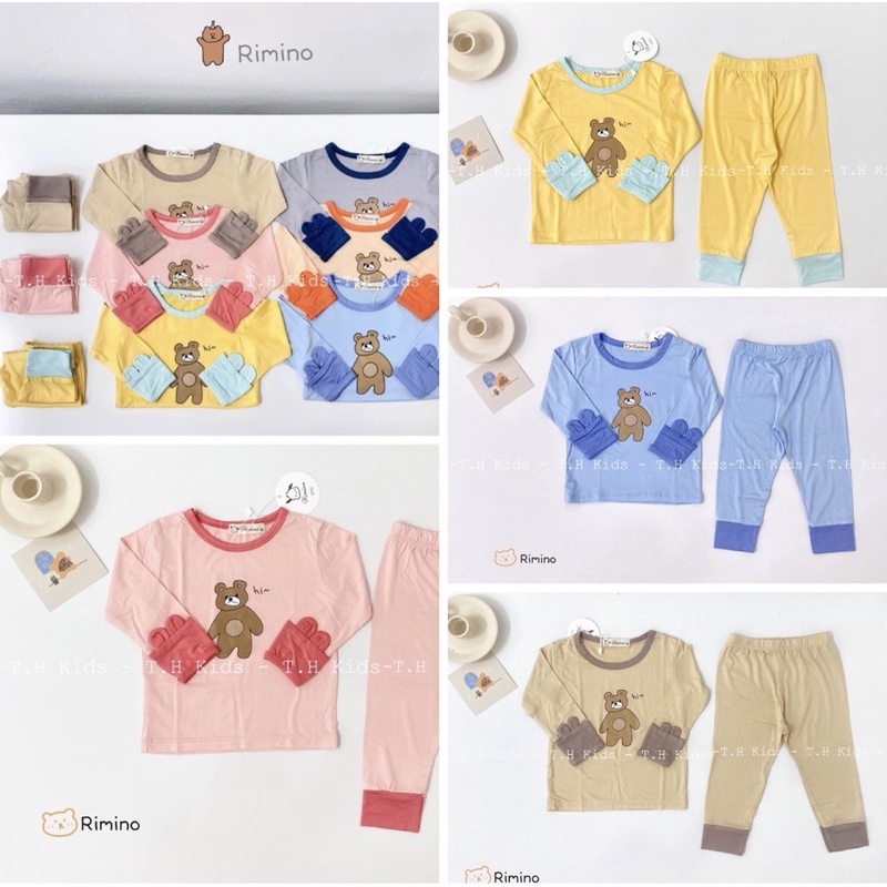 BỘ DÀI TAY THUN LẠNH CON GẤU CHO BÉ TRAI/ GÁI (8-18kg)
