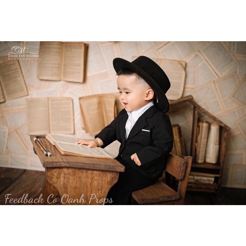 Áo Vest Đen Ngầu Cưng cho bé trai mặc thôi nôi