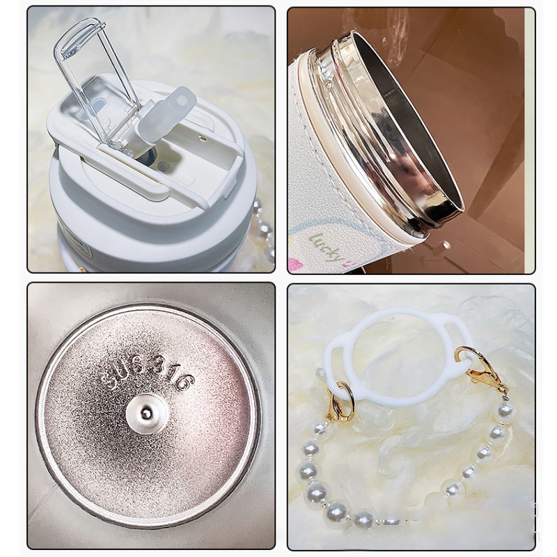 Bộ Bình Nước Giữ Nhiệt Bằng Thép Không Gỉ 316 Kèm Ống Hút Tiện Dụng