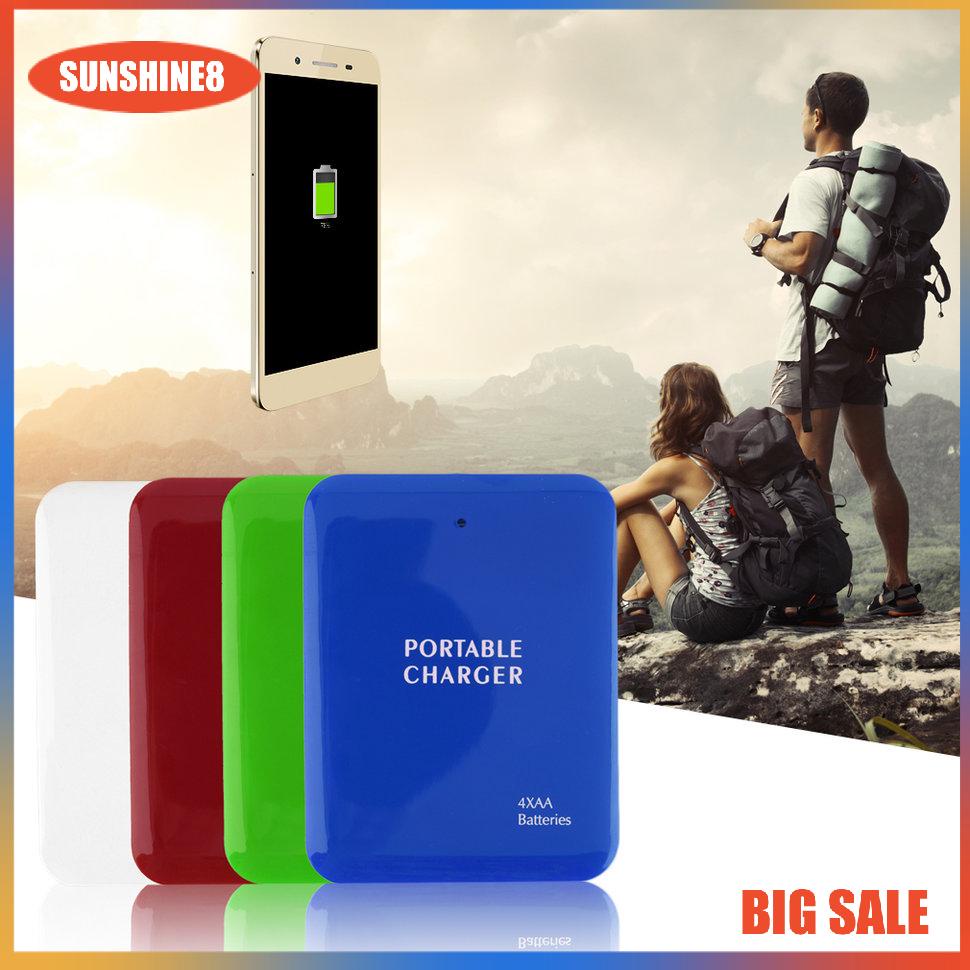 【SUN】Portable USB 4AA Battery Emergency Charger Power Bank Case For Cell Phone