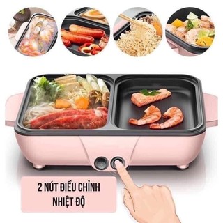 [ BAO ĐỔI ] Bếp Điện Mini 2 Ngăn - Vừa Lẩu - Vừa Nướng y hình