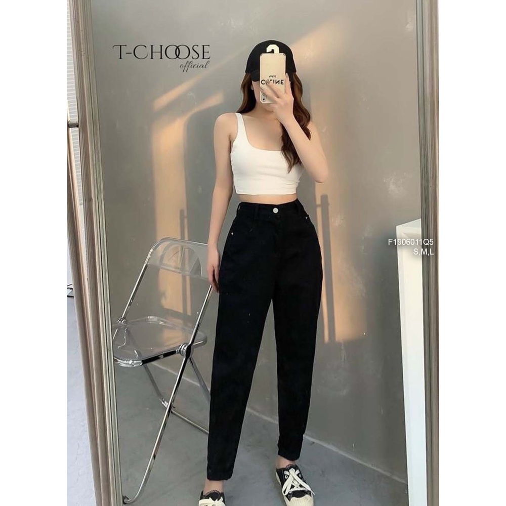 Quần baggy jean trơn lưng cao hàng đẹp!