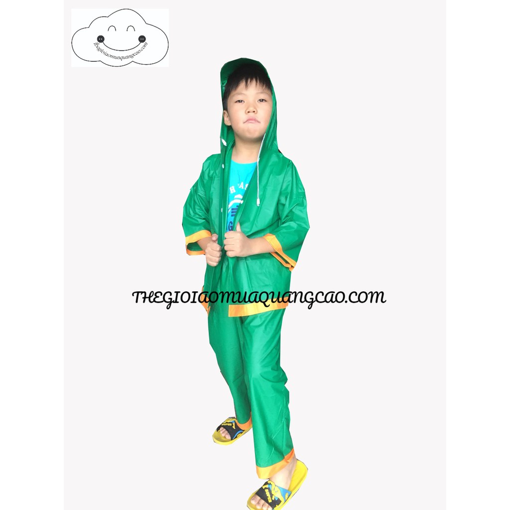 Bộ Áo Mưa Nhựa Cho Bé - Xanh Lá