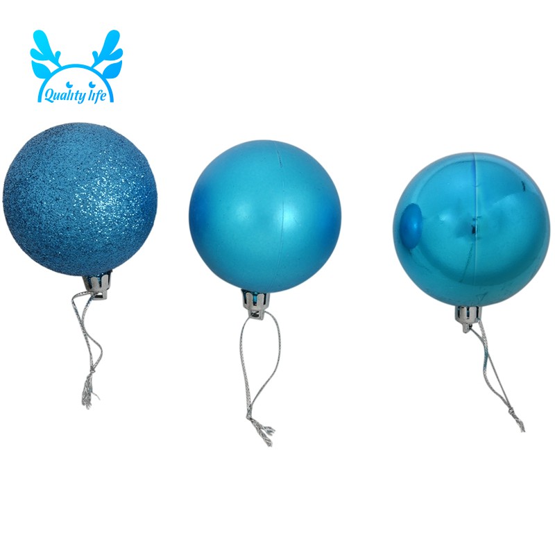 【Quality】24pcs Xmas Decorative 6cm New Year Christmas Tree Decorations Christmas Balls for Home Décor（lake blue）