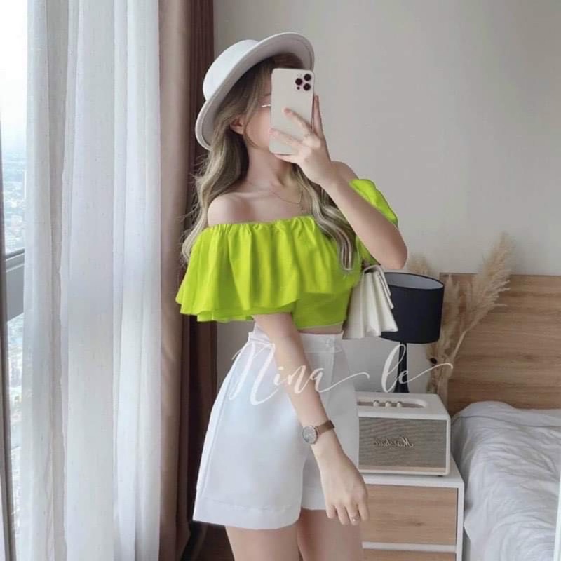 Áo bẹt vai tay ngắn phong cách mới mẻ MC