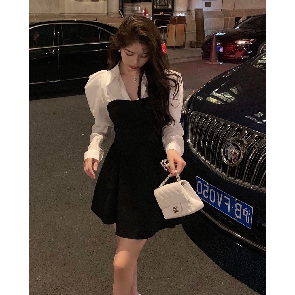 Đầm xòe phối cổ sơ mi Bigsize dễ thương