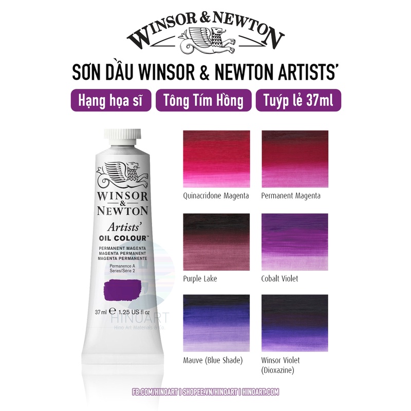 Tông tím hồng màu sơn dầu hạng họa sĩ Winsor &amp; Newton - tuýp 37ml