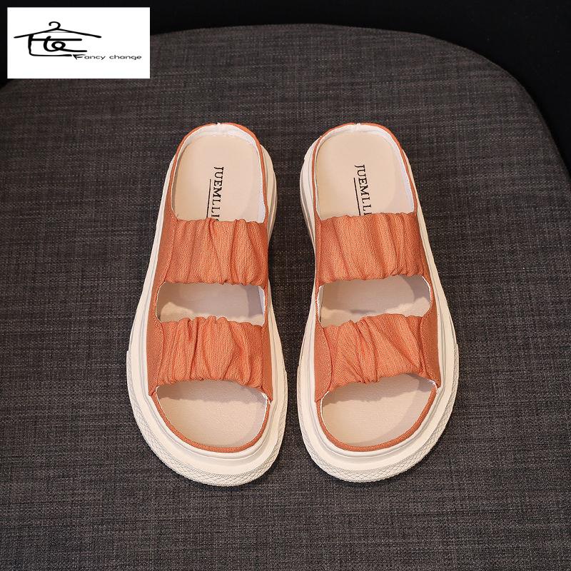 Dép Sandal Hở Mũi Vải Canvas Co Giãn Thời Trang Mùa Hè